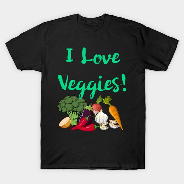 I Love Veggies T-Shirt by Lin Watchorn 